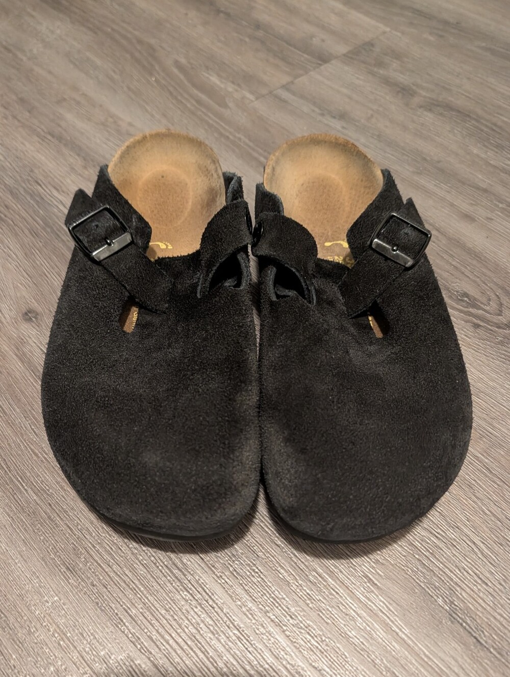 Birkenstock Black Suede Clog-Style Moccasins